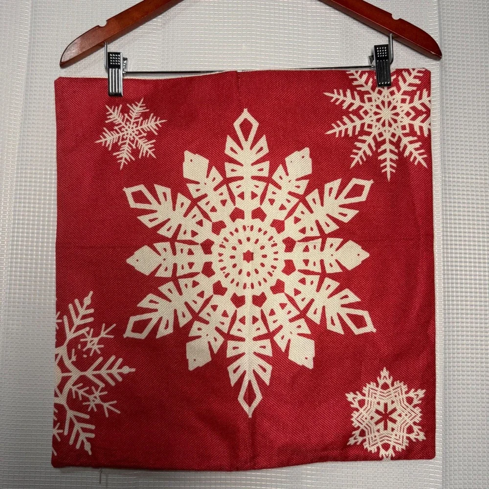 Unbranded Christmas Throw Pillow Covers Faux Linen Snowflake Santa Set of 2